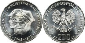 200 złotych 1975 Zwycięstwo nad Faszyzmem - NGC PF66 CAMEO - LUSTRZANKA