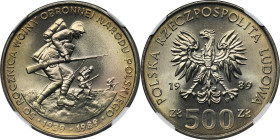 500 złotych 1989 50 rocznica Wojny Obronnej Narodu Polskiego - NGC MS67 2-ga nota
