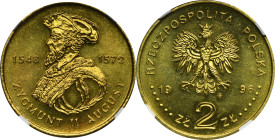 2 złote 1996 Zygmunt II August - NGC MS65