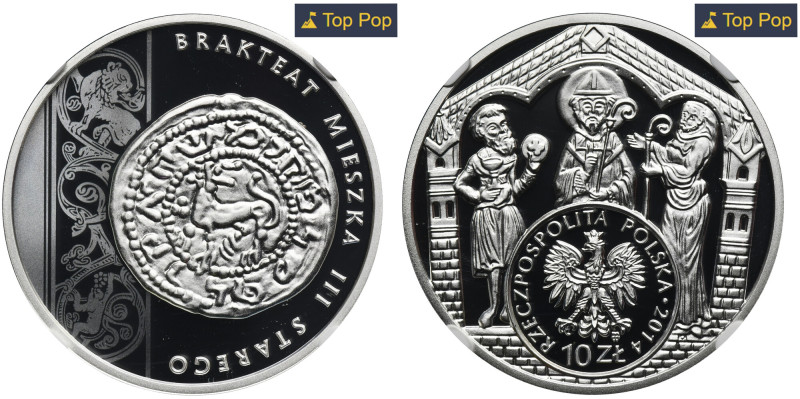 10 złotych 2014 Brakteat Mieszka III Starego - NGC PF70 ULTRA CAMEO Moneta wybit...