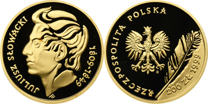 200 złotych 1999 150. Rocznica śmierci Juliusza Słowackiego Moneta wybita stempl...