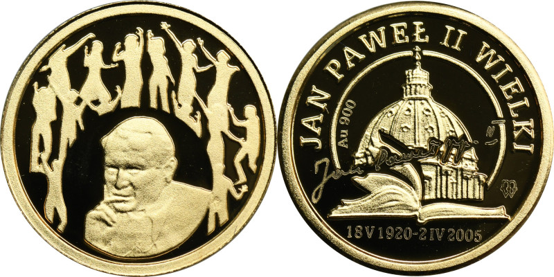 Medal John Paul II the Great Proof type. .900 gold, diameter 12 mm, weight 1.03 ...