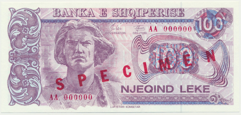 Albania, 100 Leke 1993 - SPECIMEN - Uncirculated. 
 Emisyjny stan zachowania.&n...