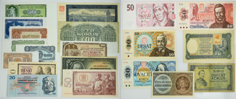 Czechoslovakia, lot 1-100 Korun 1940-1997 (20 pcs.) Varied conditions. Good eye ...