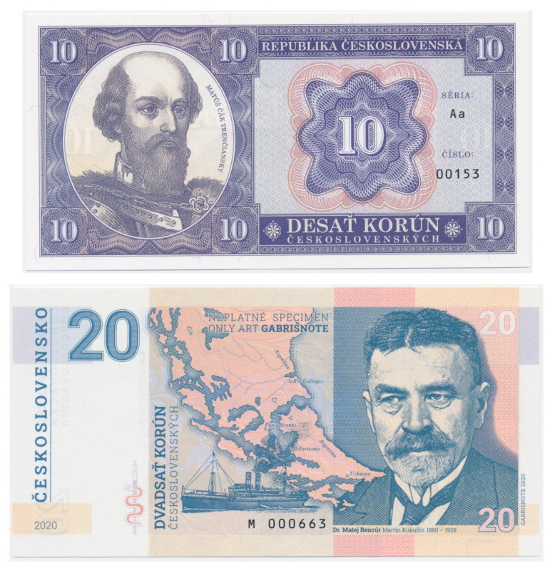 Czech Republic, lot 10-20 Korun 2020 (2 pcs.) - private issues Uncirculated.&nbs...