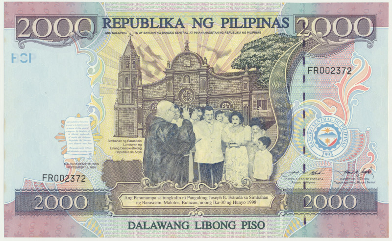 Philippines, 2.000 Piso (1998-2001) Beautifull crisp banknote in UNC condition. ...