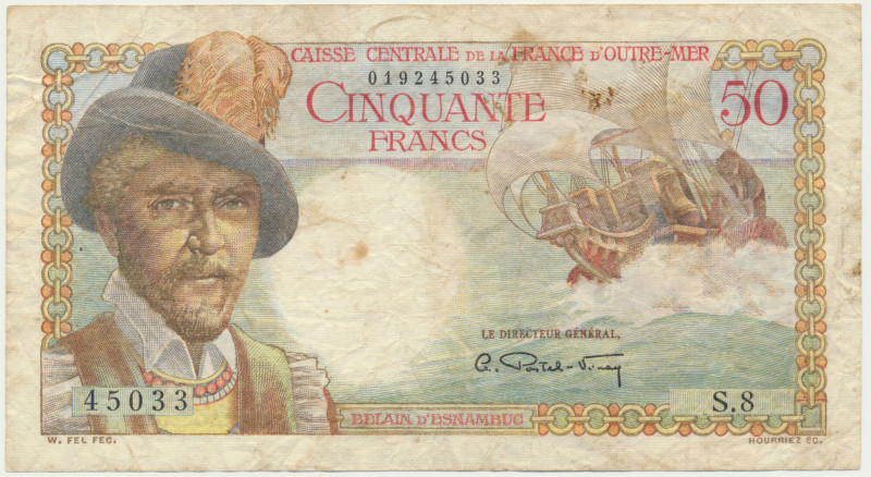 France, French Equatorial Africa, 50 Francs (1947) Used condition. Obiegowy stan...