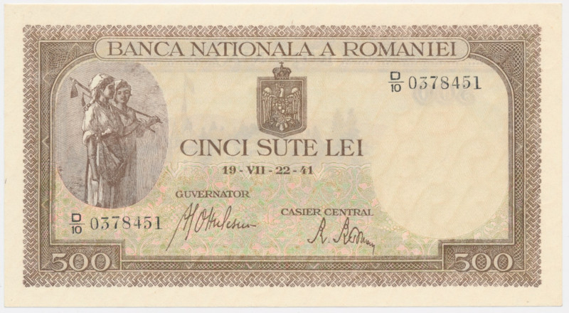 Romania, 500 Lei 1941 An uncirculated banknote with virtually perfect look. Ligh...