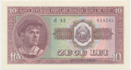 Romania, 10 Lei 1952 - blue serial