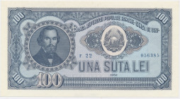 Romania, 100 Lei 1952 - blue serial