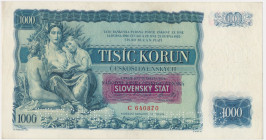 Slovakia, 1.000 Korun 1934 - with overprint - SPECIMEN - RARE