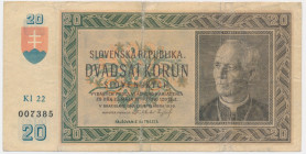 Slovakia, 20 Korun 1939