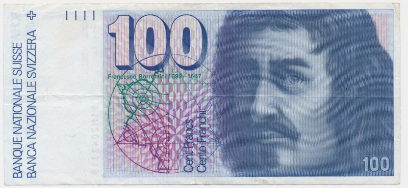 Switzerland, 100 Francs (1975-1993) An attractive note with numerous folds. Corn...