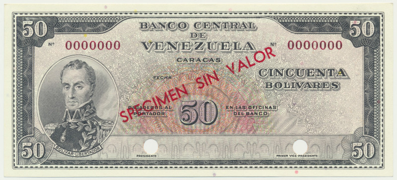 Venezuela, 50 Bolivares (1961-1963) - SPECIMEN - Excellent note in uncirculated ...