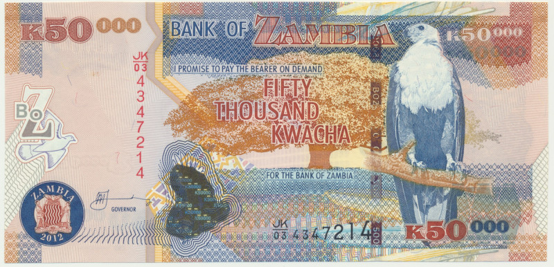 Zambia, 50.000 Kwacha 2012 Very well preserved banknote with only one light dent...