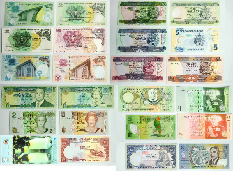 Oceania, lot of banknotes (24 pcs.) Mostly uncirculated. Viewing recommended.&nb...