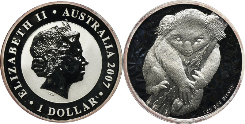 Australia, Elizabeth II, 1 Dollar 2007 - Koala Proof type coin with visible impe...