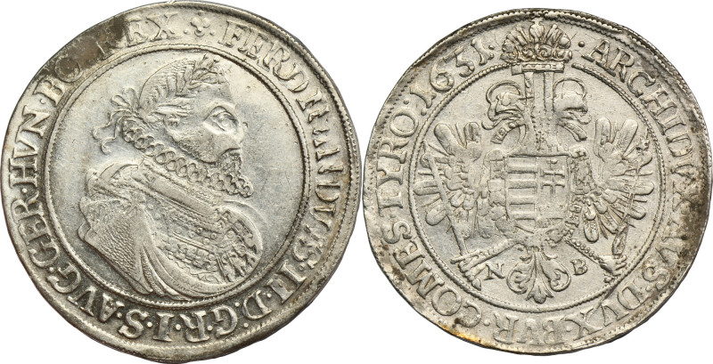 Austria, Ferdinand II, Thaler Nagybanya 1631 NB - RARE Rare date. Specimen with ...