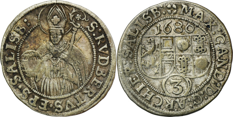 Austria, Archbishopric of Salzburg, Maximilian Gandolf von Küenburg, 3 Kreuzer S...