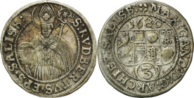 Austria, Archbishopric of Salzburg, Maximilian Gandolf von Küenburg, 3 Kreuzer Salzburg 1680
