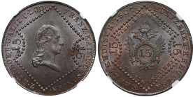 Austria, Franz II, 15 Kreuzer Wien 1807 A - NGC MS63 BN