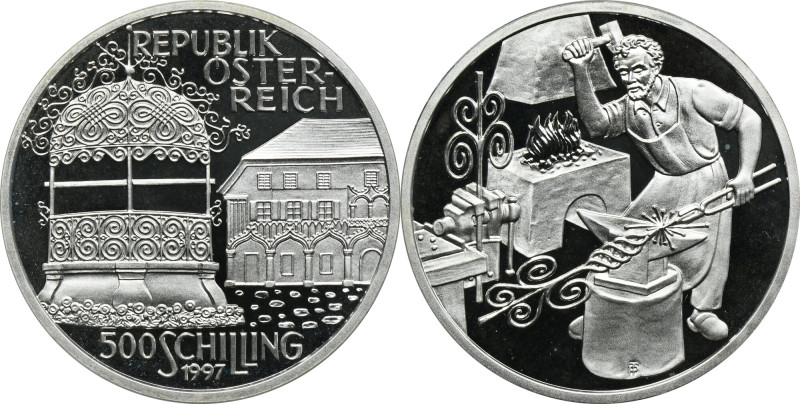 Austria, 500 Schilling Wien 1997 - Ironsmith Proof type. .925 silver, weight 24 ...