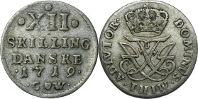 Denmark, Frederick IV, 12 Skilling Dansk Copenhagen 1719 CW