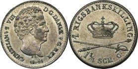 Denmark, Christian VIII, 4 Rigsbankskilling Copenhagen 1841 FK