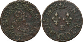 France, Louis XIII, Denier Tournois Tours 1632 E - RARE, ex. Dr. Max Blaschegg ex. Blaschegg