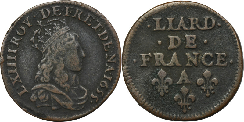 France, Louis XIV, Liard Paris 1655 A - RARE, ex. Dr. Max Blaschegg Rare issue. ...