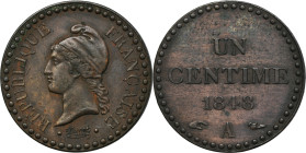 France, II Republic, 1 Centime Paris 1848 A - ex. Dr. Max Blaschegg
