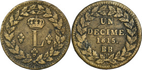 France, Louis XVIII, 1 Décime Strasbourg 1815 BB - ex. Dr. Max Blaschegg ex. Blaschegg