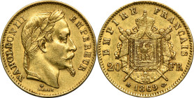 France, Napoleon III, 20 Francs Strasbourg 1869 BB