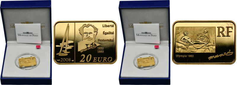 France, 20 Euro Paris Edward Manet Proof type coin without any visible imperfect...