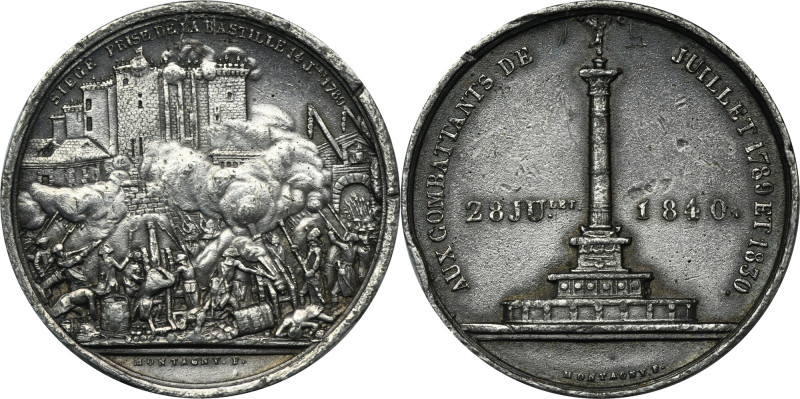 France, Medal for the 50th anniversary of the capture of the Bastille 1840 - CAS...