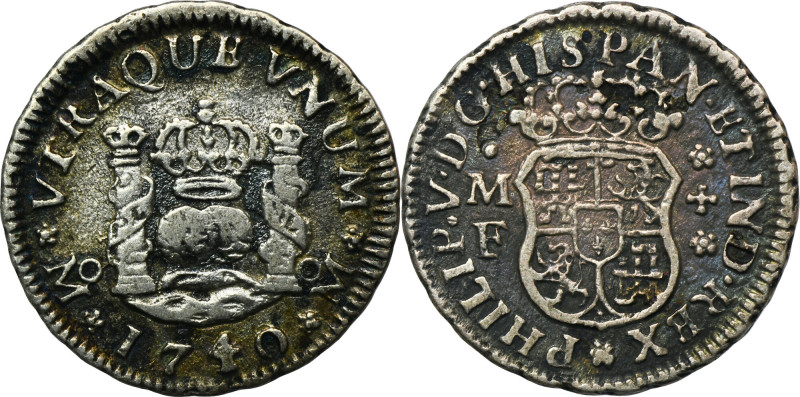 Mexico, Felipe V, 1/2 Real MF Mexican 1/2 reala coin of King Philip V of Spain....