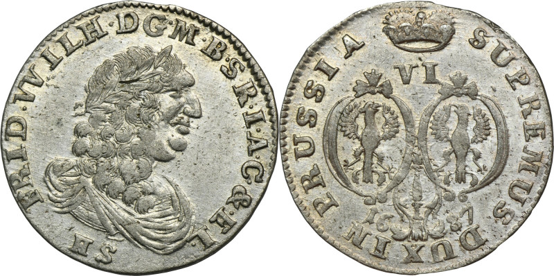 Germany, Brandenburg-Prussia, Friedrich Wilhelm, 6 Groschen Königsberg 1687 HS V...