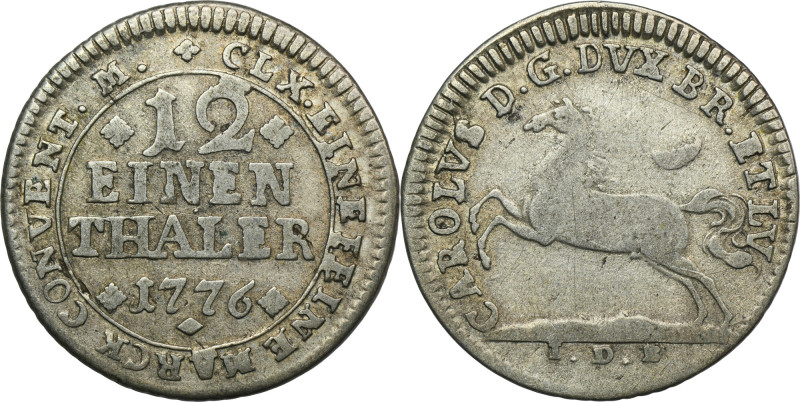 Germany, Principality of Brunswick-Wolfenbüttel, Karl I, 1/12 Thaler 1776 IDB - ...