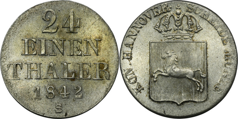 Germany, Kingdom of Hannover, Ernst August, 1/24 Thaler Hannover 1842 S Letter S...