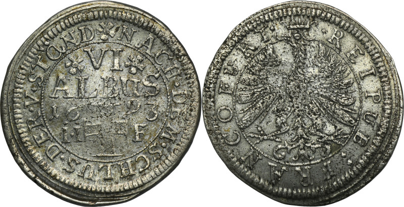 Germany, City of Frankfurt, VI Albus 1693 IIF Initials IIF on the reverse. Inicj...