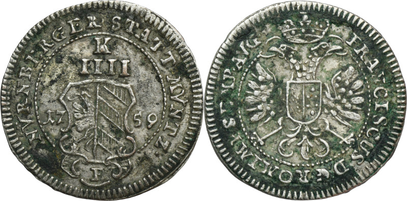 Germany, City of Nurnberg, 4 Kreuzer 1759 F Four kreuzer with the title of Franz...