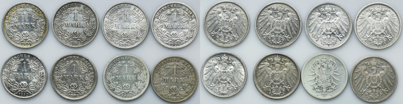 Set, Germany, Kingdom of Prussia, Wilhelm I and Wilhelm II, Mark (8 pcs.) Set of...