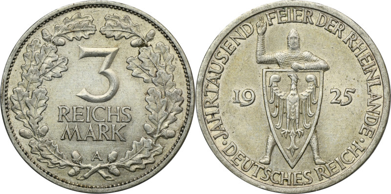 Germany, Weimar Republic, 3 Mark Berlin 1925 A Coin was minted on the occasion o...