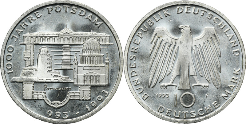 Germany, 10 Mark Stuttgart 1993 F - 1000 Years of Potsdam Issue on the occasion ...