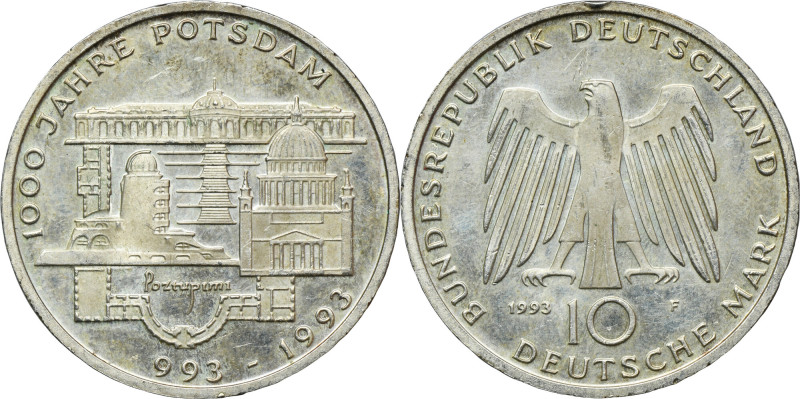 Germany, 10 Mark Stuttgart 1993 F - 1000 Years of Potsdam Issue on the occasion ...