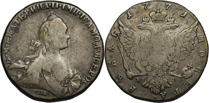 Russia, Catherine II, Rouble Petersburg 1771 СПБ ЯЧ Diameter 37 mm, weight 22.97...