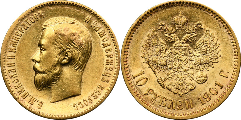 Russia, Nicholas II, 10 Rouble Petersburg 1901 Ф•З Gold, diameter 23 mm, weight ...