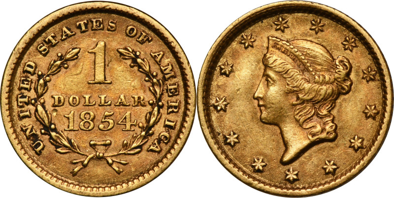 USA, 1 Dollar Philadelphia 1854 - Liberty Head Nakład&nbsp;736.709 sztuk. Egzemp...