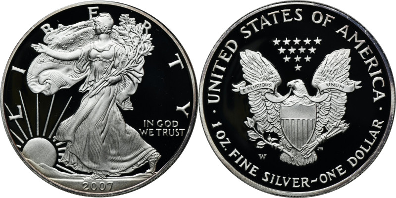 USA, 1 Dollar West Point 2007 W - Walking Liberty Proof type. .999 silver, weigh...