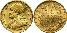 Vatican, Pius IX, 20 Lire Rome 1867 R